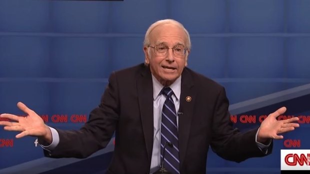 Feel the Bern ... Larry David gives an uncanny impression of Democratic candidate Bernie Sanders on <i>Saturday Night Live</i>.