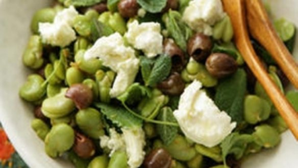 Broad bean salad with preserved lemon