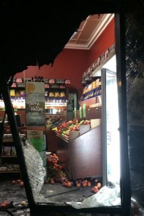 The damage inside the Clifton Hill fruit shop, Frootz on Parade.