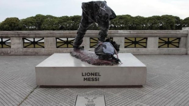 Destroyed: The Lionel Messi statue in Buenos Aires.