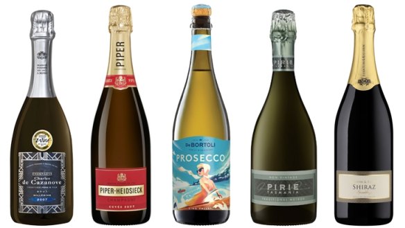 Pictured from left: Charles de Cazanove Brut Millesime 2007; Piper-Heidsieck Brut Reserve NV; De Bortoli King Valley Prosecco NV; Pirie Traditional Method NV; Stanton &amp; Killeen Sparkling Shiraz NV.