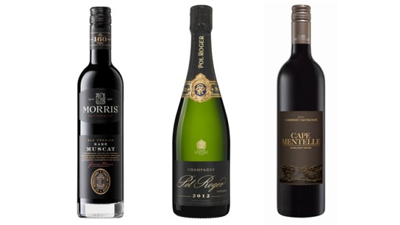 Morris Old Premium Rare Liqueur Muscat; Pol Roger Brut Vintage 2012; Cape Mentelle Cabernet Sauvignon 2016.