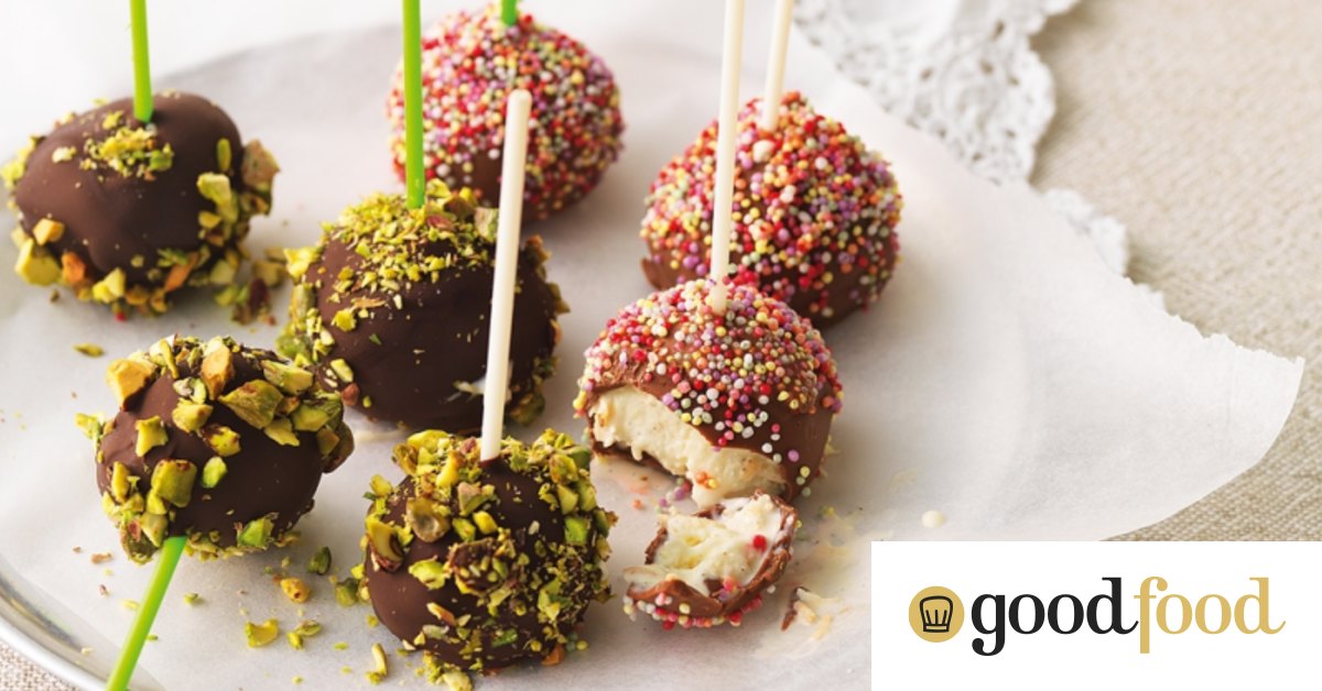 Chocolatedipped ice cream balls