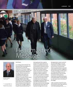Cardinal Pell and St Patrick's College headmaster John Crowley in the April edition of the school magazine The Shamrock. 