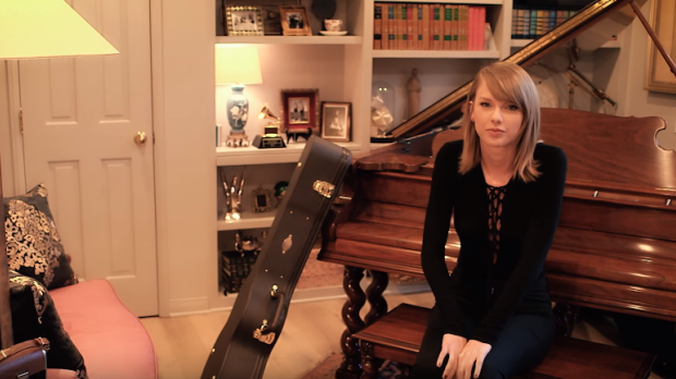 Swift in her music room where she can no longer keep track of the number of guitars she owns.