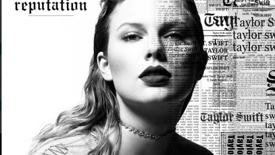Swift on the cover of her new album, Reputation.