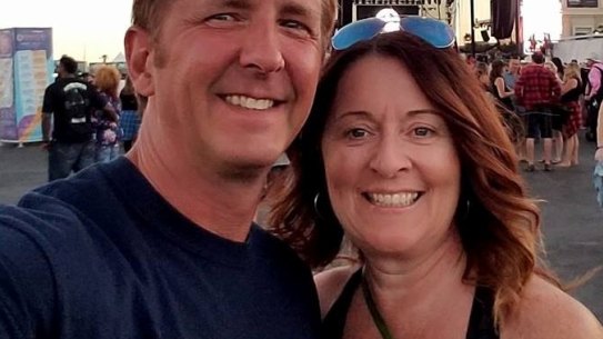 Denise Salmon Burditus had uploaded a photo of her and her partner in front of the Route 91 festival stage about two hours before the shooting.
