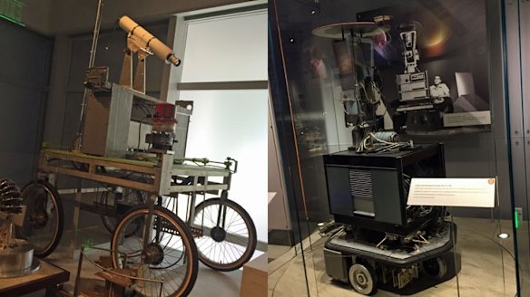 The Stanford Cart and SRI's Shakey the Robot, two of the world's first smart vehicles.