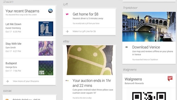 Some examples of third-party Google Now cards.