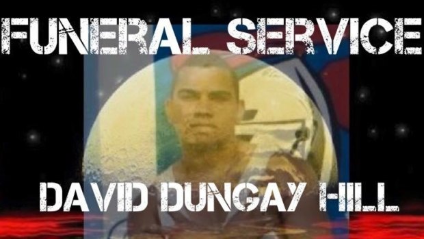 An online notice for the funeral of David Dungay Hill, who died on December 29 at Sydney's Long Bay prison.