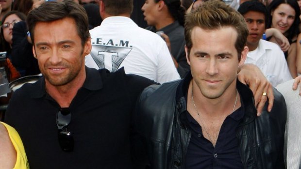 Hugh Jackman and Ryan Reynolds at the premiere of <i>X-Men Origins: Wolverine</i> in Arizona in 2009.