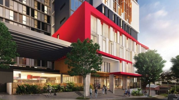 UniLodge's 850-room student accommodation building at South Brisbane is under construction.