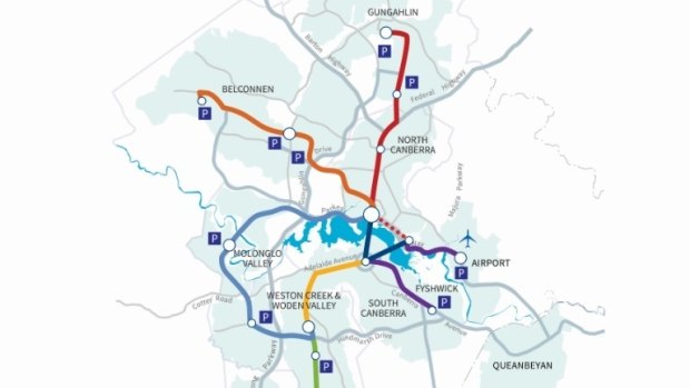 The ACT government's light rail master plan map