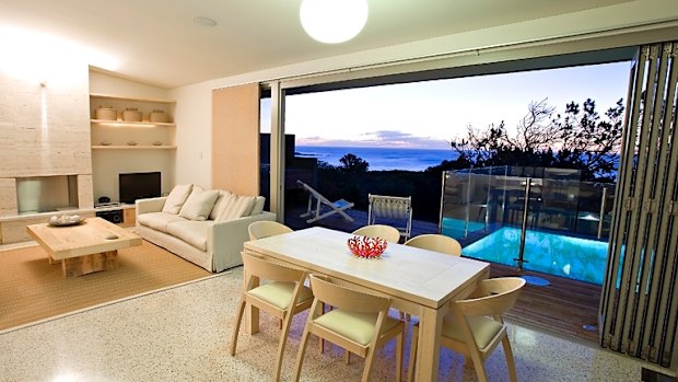 The lounge, dining area and plunge pool.