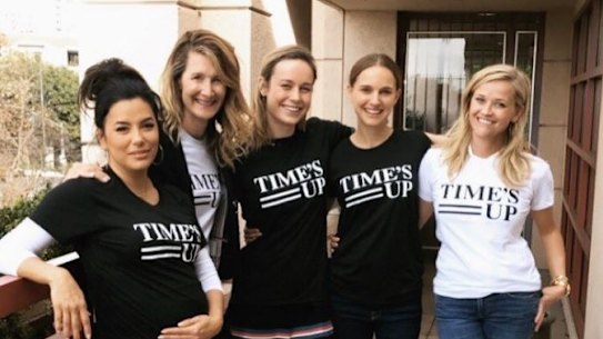 Actors Eva Longoria, Laura Dern, Brie Larson, Natalie Portman and Reese Witherspoon will be wearing black to today's Golden Globes.