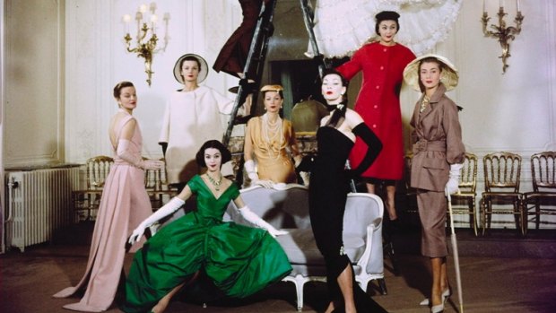 Svetlana Lloyd (in green) in 1957, with other Dior mannequins for a shoot which featured in LIFE Magazine.