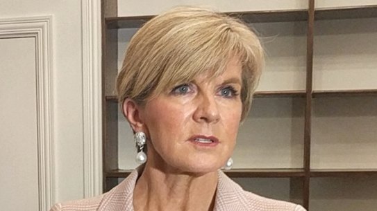Foreign Minister Julie Bishop at 9 Downing Street in London.