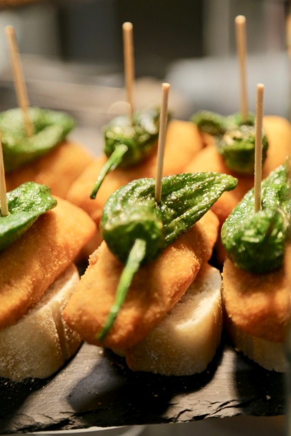 Padron pepper and bacalau croquettes.