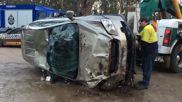 The car pulled from House Creek in Wodonga on Saturday.