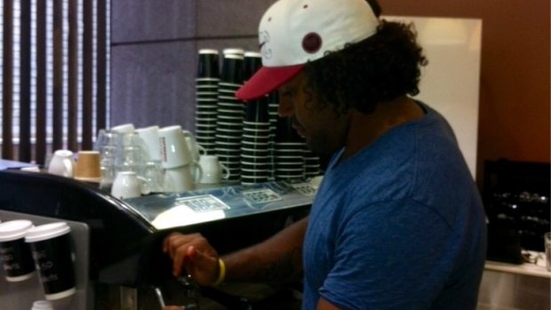 Sam Thaiday steps in as barista at Drinc cafe. 