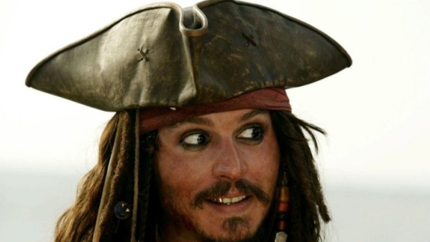 Johnny Depp as Captain Jack Sparrow in the <i>Pirates of the Caribbean</i> movies.