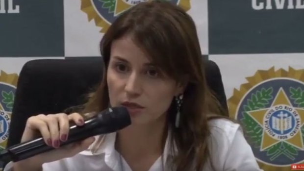 Brazilian Police spokeswoman Elen Souta speaks to the media about missing Australian Rye Hunt. 