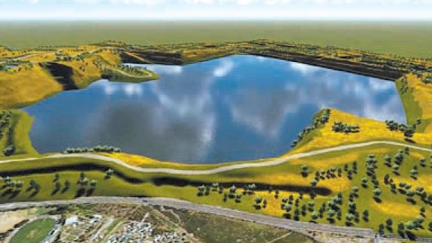 An artist's impression of Hazelwood coal mine as a lake.