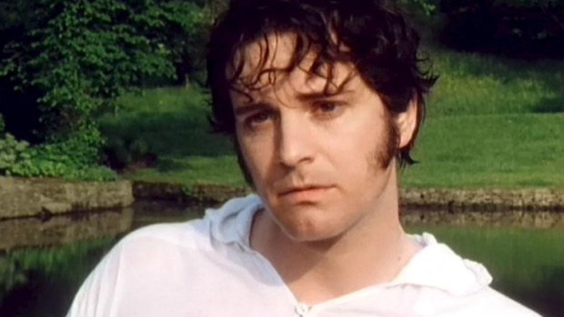 Colin Firth, portraying Mr Darcy in Pride and Prejudice, wins the contest hands-down. Even without the sodden white shirt.