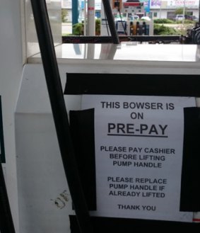 Service stations in WA are trying to make customers pre-pay for their fuel because of implications if they drive off without payment.