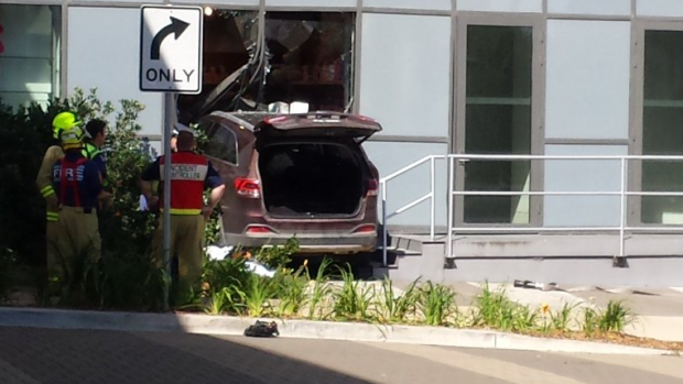 The car crashed through the front of the Royal North Shore Hospital on Monday. 