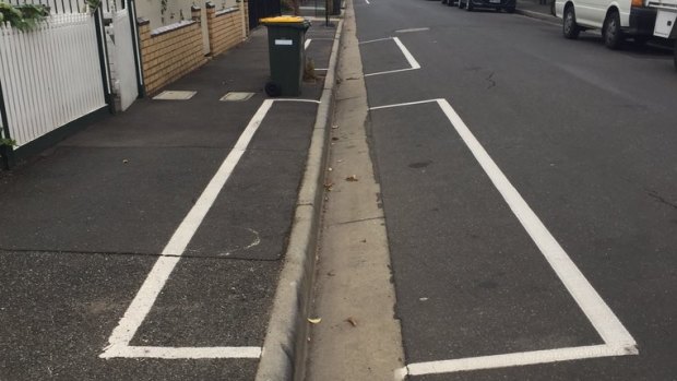 Yarra Street in Abbotsford, where Yarra Council has allowed motorists to park on part of the footpath after hours. 