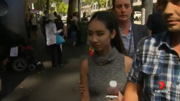 Jasmine Vuong outside Melbourne Magistrates Court before an earlier hearing.