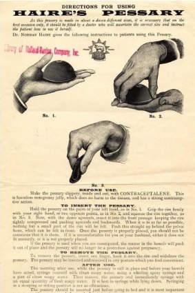 Advertisement for Haire's pessary contraceptive.
