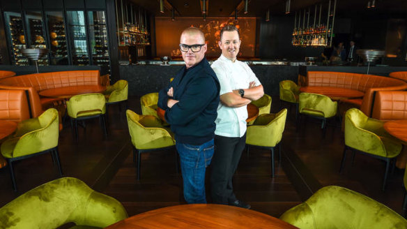 Heston Blumenthal (left) and chef Ashley Palmer-Watts at Dinner.
