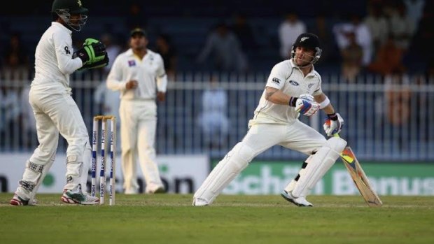 Special message: Brendon McCullum batting his way to a double century against Pakistan.