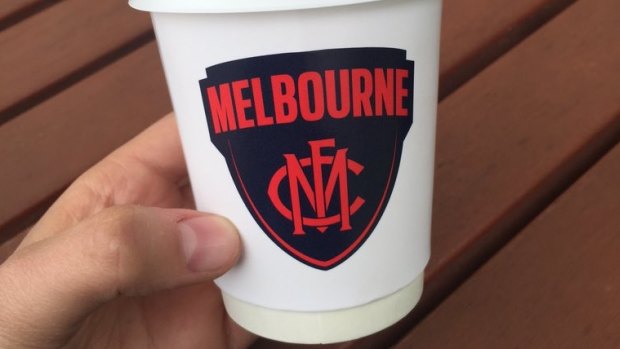 Melbourne's new logo on a coffee cup.