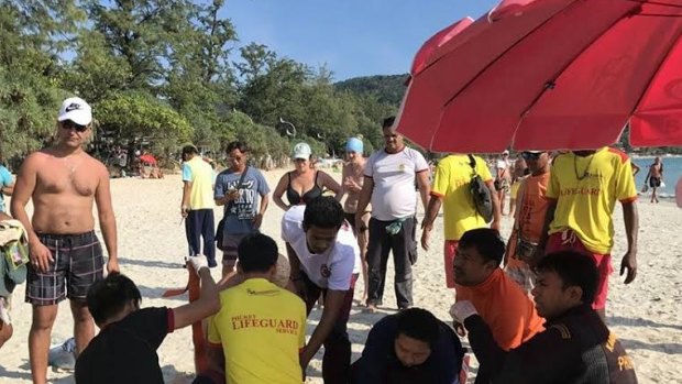Lifesavers tried to save Victorian tourist Emily Jayne Collie on Phuket's Karen Beach.