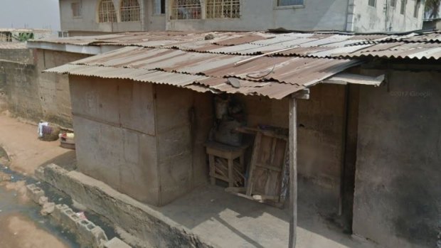 This shack on the outskirts of Lagos, Nigeria, is listed as the headquarters of Joseph Tobore's oil trading business.