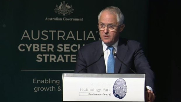 Prime Minister Malcolm Turnbull announces the new cyber security policy.