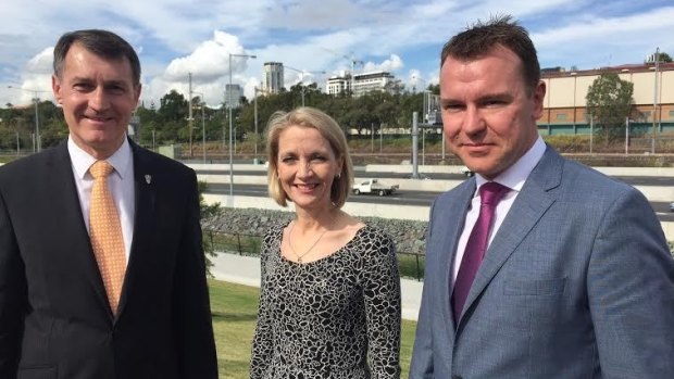 Announcing the ICB changes were Lord Mayor Graham Quirk, Infrastructure Committee chair Cr Amanda Cooper and Transurban's Wes Ballantyne.