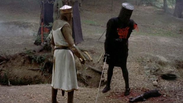 Monty Python and the Holy Grail's King Arthur fighting the Black Kinight: Also not a cop drama set in New York City.
