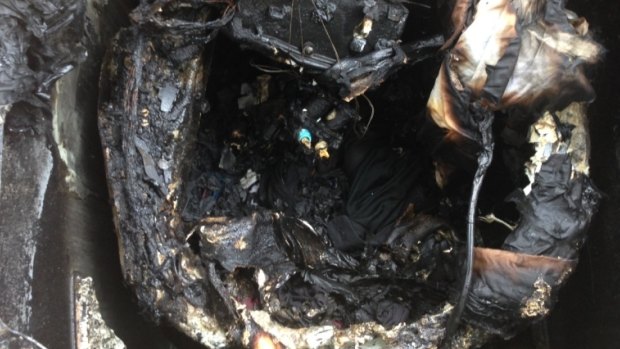 Jacquie Briskham's faulty Samsung washing machine caught fire on Wednesday.