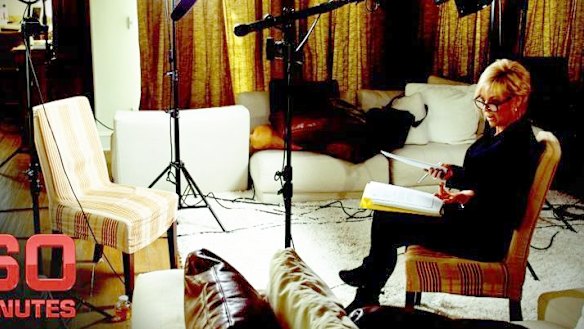 Liz Hayes on the set of <i>60 Minutes.</i>