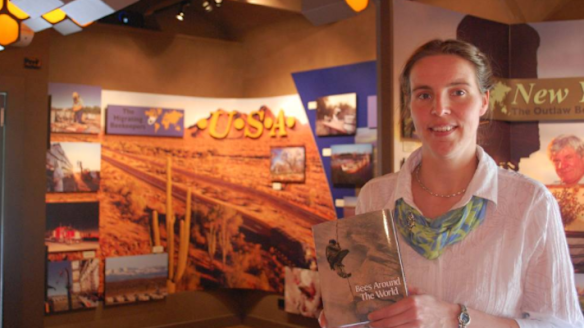 Fanny Beerepoot in the honey farm shop. 