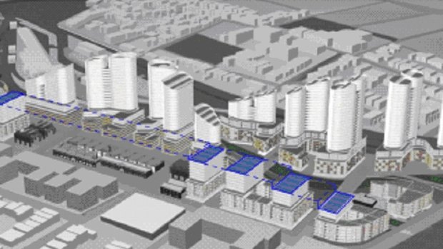 An artist impression of Mirvac's proposed $1.3 billion development along Carrington Road, Marrickville. 