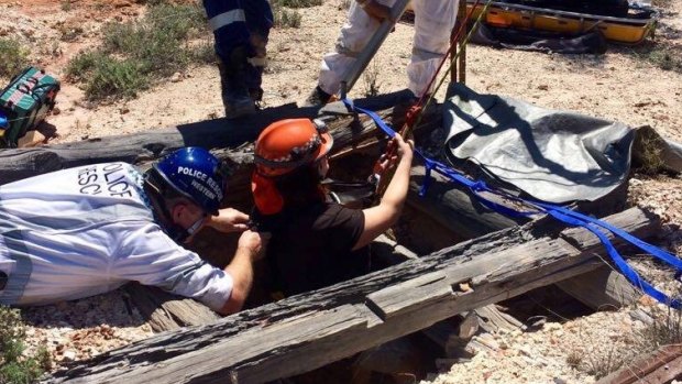 Police rescued a woman who fell down a mine shaft in Lightning Ridge.