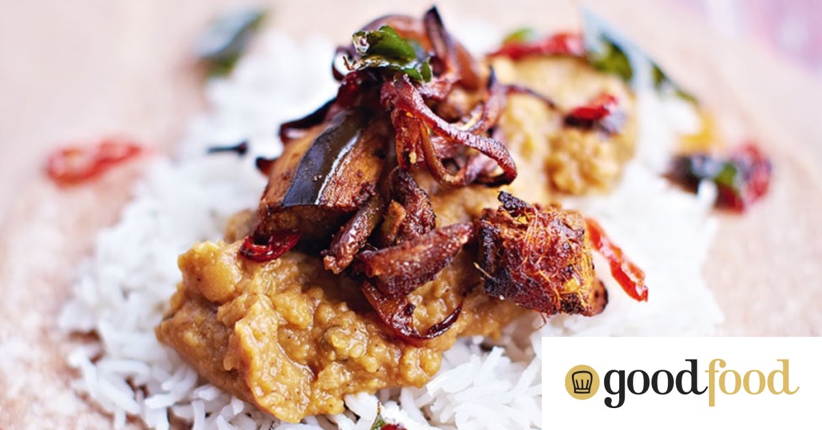 Jamie Oliver's eggplant dhal with handmade chapatis