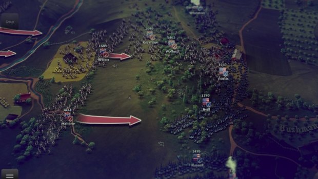Screenshot from the game Ultimate General: Gettysburg showing the Confederate flag on the battlefield.