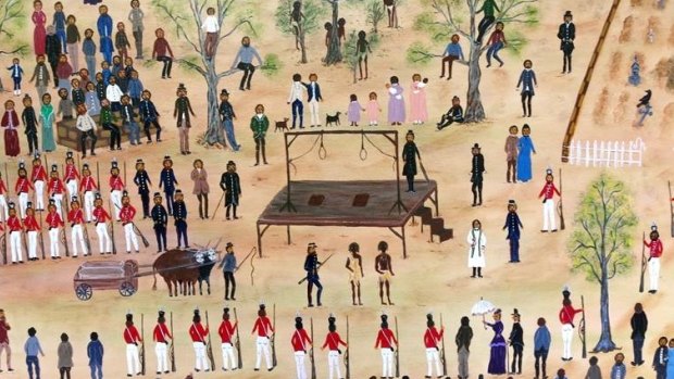 Ballarat indigenous artist Aunty Marlene's depiction of the 1842 hanging.