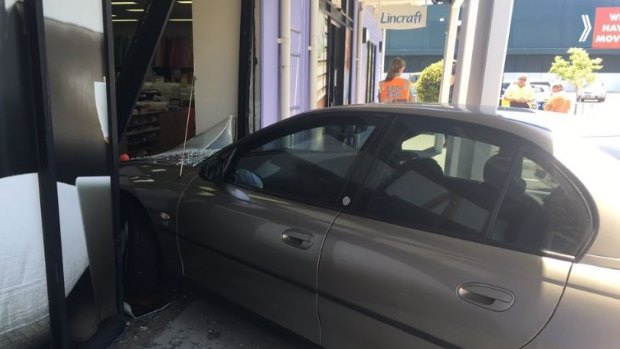 A P-plater has crashed into the Lincraft shop in Maroochydore.